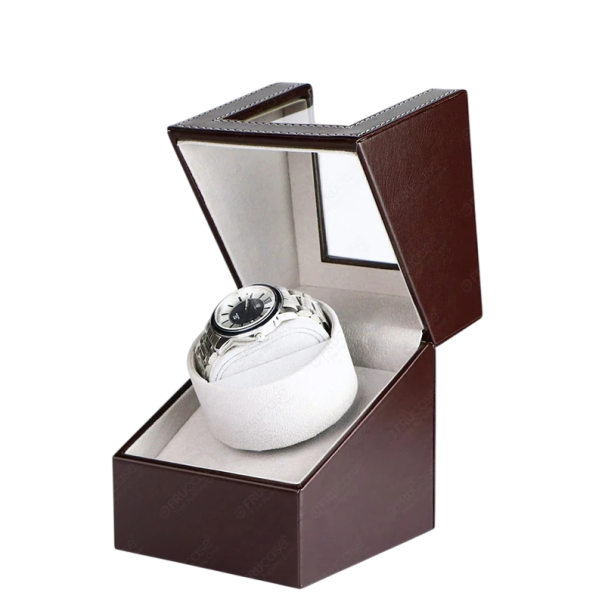 Natahovač hodinek FRUCASE pro automatické hodinky 2 režimy otáčení 12x13x16cm PU kůže dobíjecí pro domácí uložení hnědá