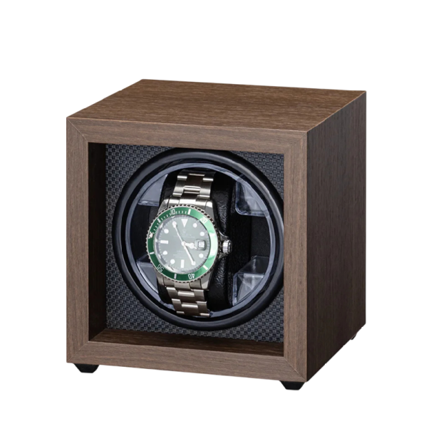 Natahovač hodinek pro automatické hodinky tichý 13x12,5x13,5cm dobíjecí na baterie vícebarevné provedení pro 1 kus tmavě hnědá