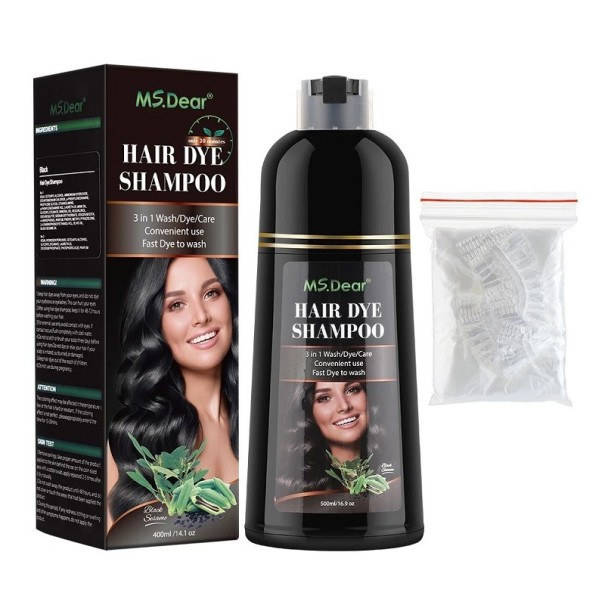 Natural Hair Cover Shampoo Color Haartoner Farbnährendes Haarshampoo Feuchtigkeitsspendendes Haarfarbshampoo 500 ml schwarz