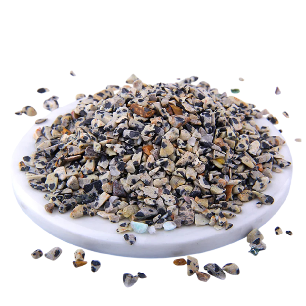 Natuurlijke gevlekte steentjes 3–5 mm 50 g natuurlijk mineraalmateriaal beige met zwarte vlekken decoratieve stenen voor creatie 1