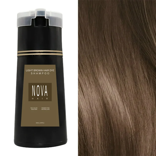 Natuurlijke haarkleurshampoo 200 ml Voor mannen en vrouwen Snelle applicatie Grijsdekking Chemicaliënvrij Hydratatie Voeding Glans lichtbruin