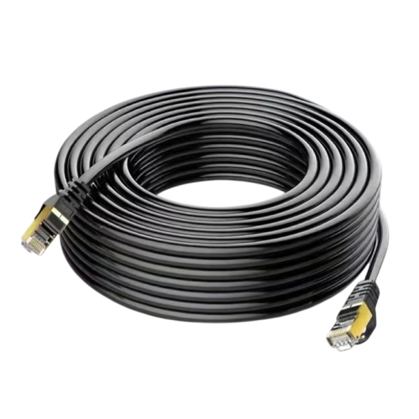 Nätverks patchkabel Cat6 RJ45 gigabit ethernet 30 m 250 MHz skärmad rund svart kabel för anslutning av router, PC, bärbar dator och spelkonsol 1