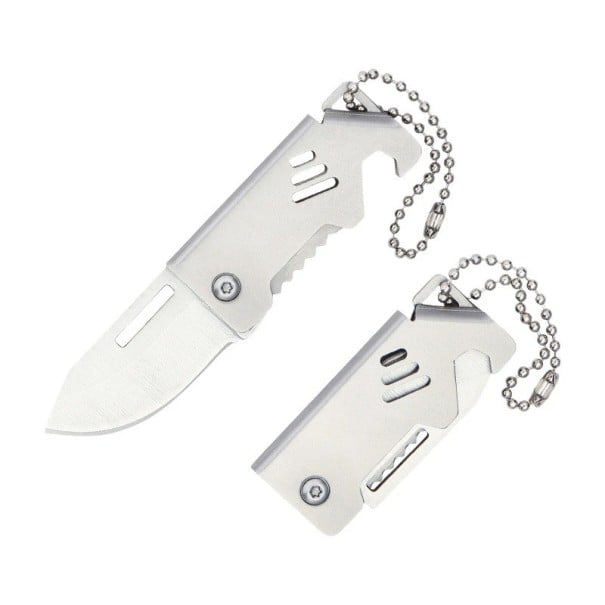 Navaja de bolsillo plegable pequeña de acero inoxidable de 8,5 cm con llavero. Mini navaja EDC de bolsillo. Navaja de viaje para senderismo 1