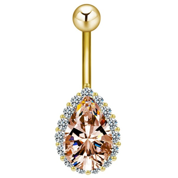 Navelpiercing med sten J3384 rosa-guld