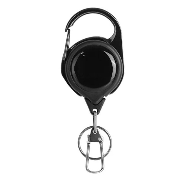 Navetta per badge con gancio 6 x 3,6 cm 70 cm Supporto pratico per chiavi e carte d'identità Riavvolgimento automatico Gancio robusto Portachiavi compatto nero