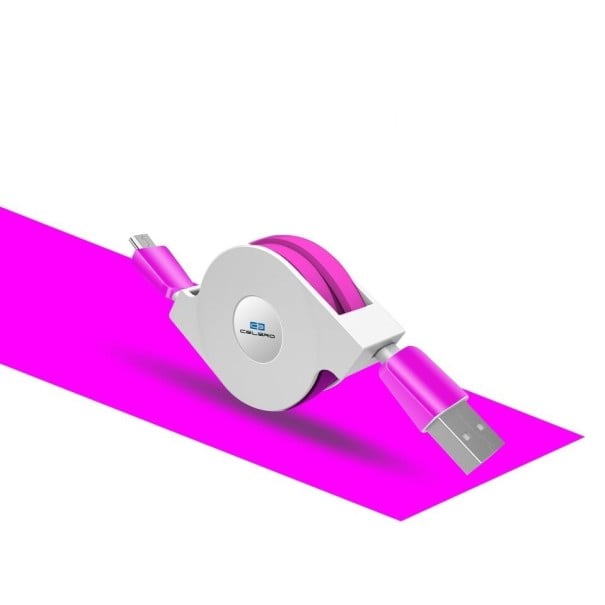 Navíjecí kabel USB na Micro USB fialová 3 m