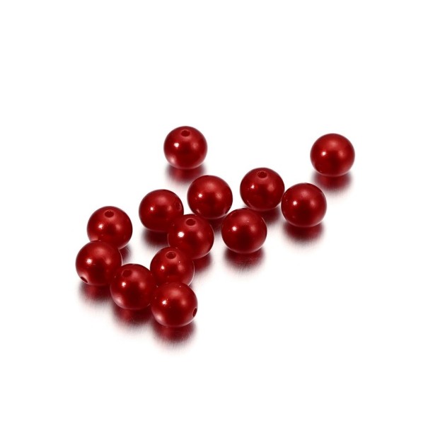 Navliekacie korálky 10 mm 50 ks červená