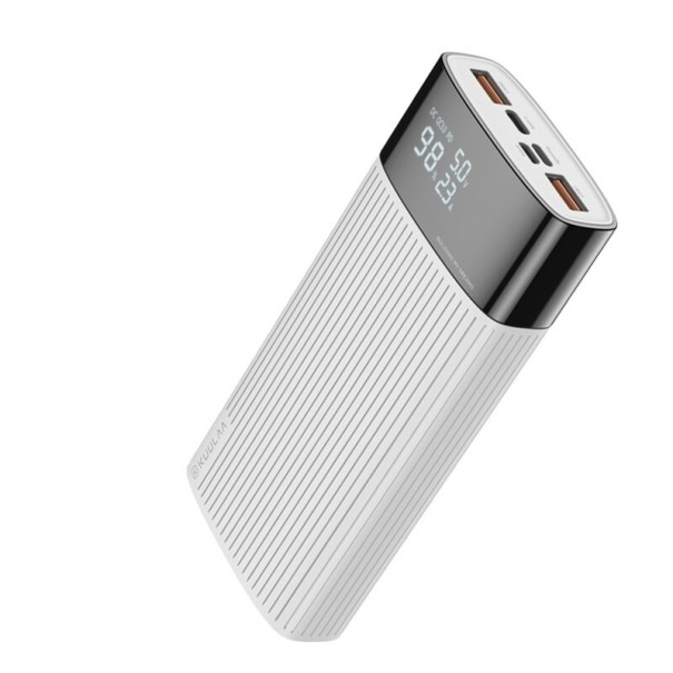 Näytöllinen varavirtalähde 20 000 mAh valkoinen