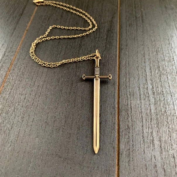 Necklace with Sword D348 bronze 70 cm