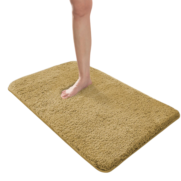 Nedvszívó Shaggy fürdőszobaszőnyeg 50 x 80 cm hosszú, puha, csúszásgátló zuhany- és előszobaszőnyeg Nedvszívó fürdőszőnyeg khaki
