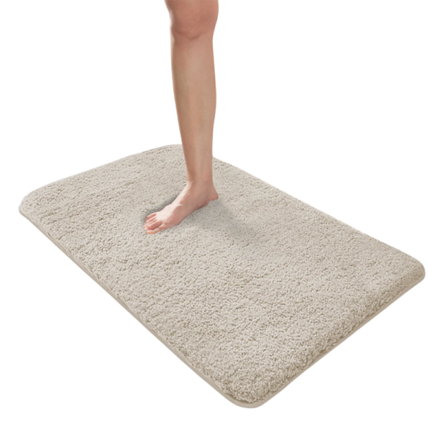 Nedvszívó Shaggy fürdőszobaszőnyeg 60 x 90 cm hosszú csúszásgátló szőnyeg zuhanyzókhoz és bejáratokhoz, puha fürdőszobaszőnyeg beige