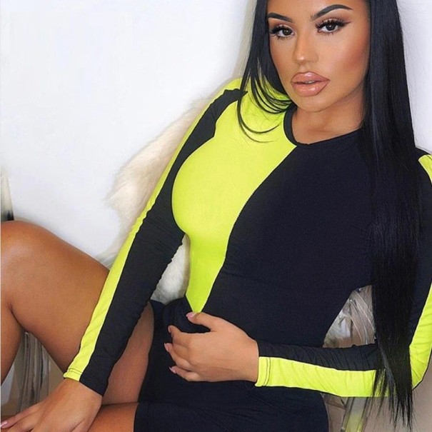 Neonowe body damskie z długimi rękawami XS