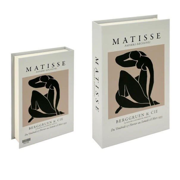 Nep echte boek decoratie Matisse design niet te openen boeknep Beige zwart minimalistische stijl woonaccessoire 1