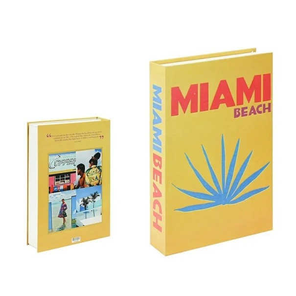 Nepboek-decoratie ongeopend boekmodel Miami Beach Gele designversiering voor de boekenkast van de woonkamer 1