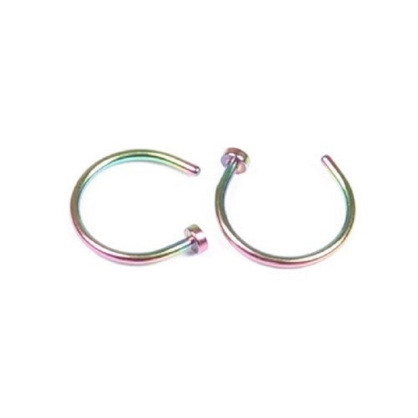 Neppe neuspiercing 8 mm 2 stuks regenboogkleur