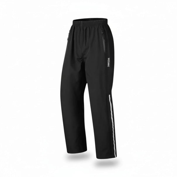 Nepromokavé kalhoty na motorku Unisex Elastický pas a kapsy na zip Materiál PU a TPU Černé s bílým pruhem Převlekové kalhoty do deště XS
