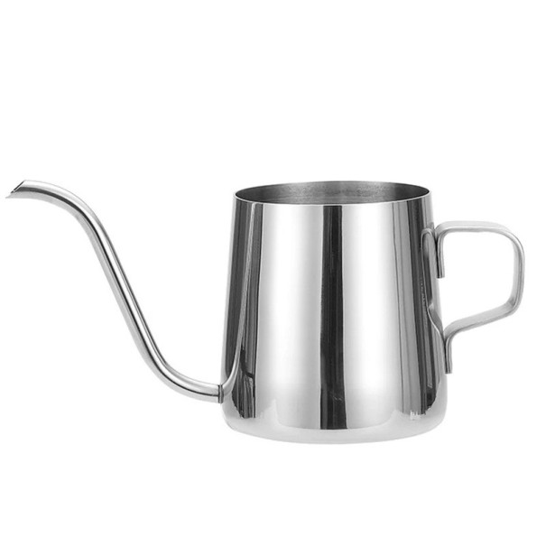 Nerezová konvice na překapávanou kávu jemné nalévání 250 ml nerezová ocel 304 nepřilnavý povrch konvice pro pour over kávu stříbrná