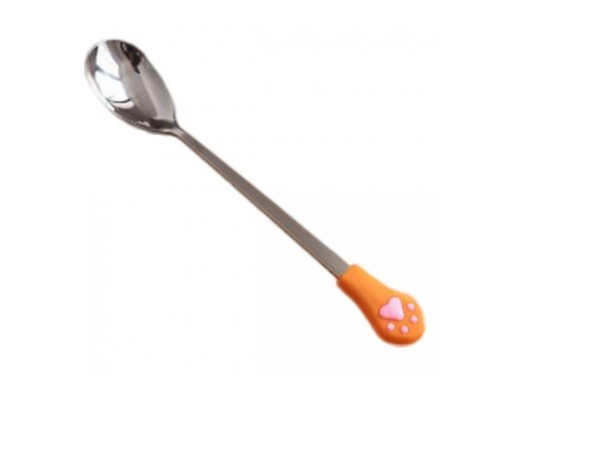 Nerezová lžička s tlapkou oranžová S