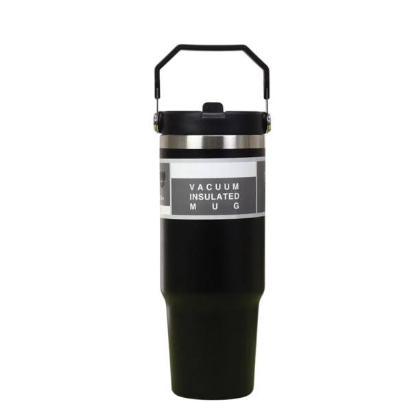 Nerezová termoska 890 ml 7 x 30 cm Vakuovo izolovaná fľaša na pitie Cestovná termo fľaša na vodu Káva Čaj Outdoor Turistika čierna