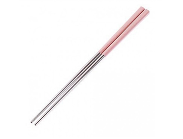 Nerezové jídelní hůlky s barevnou rukojetí světle růžová