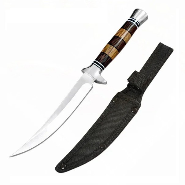 Nerezový kuchynský nôž 250 mm na sashimi a mäso Filetovací a sekací nôž s drevenou rukoväťou na krájanie rýb a varenie 1