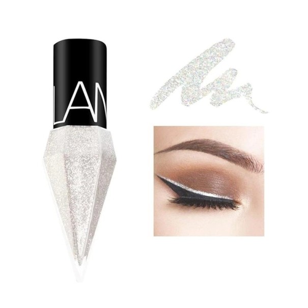 Nestemäinen eyeliner glitterillä valkoinen