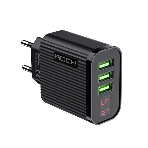 Netværksadapter 3 USB-porte med display sort