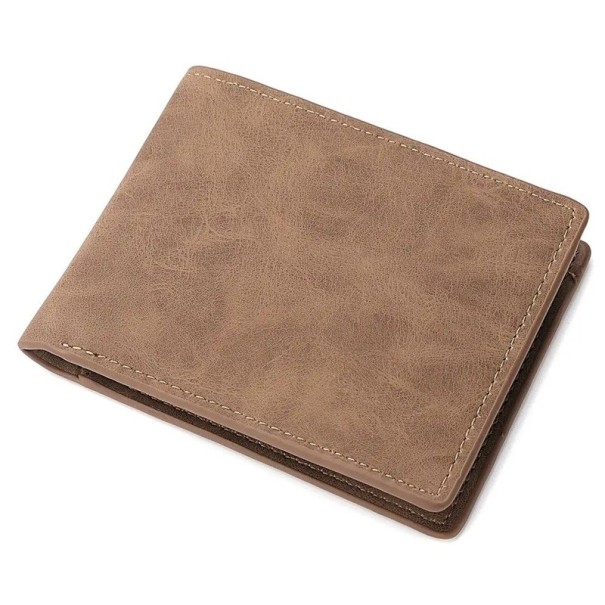 Neutral herrepung PU 11 x 9 cm Lille pung med lynlåslomme Elegant pung til kort og kontanter Til hverdagsbrug brun