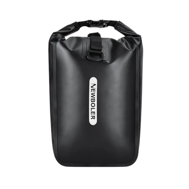 NEWBOLER Voděodolná cyklistická brašna na přední vidlici nebo zadní nosič s rychloupínáním 10 l rozměry 18,5 x 12,5 x 35 cm černá