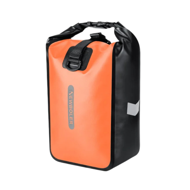 NEWBOLER Voděodolná cyklistická brašna na přední vidlici nebo zadní nosič s rychloupínáním 10 l rozměry 18,5 x 12,5 x 35 cm oranžová