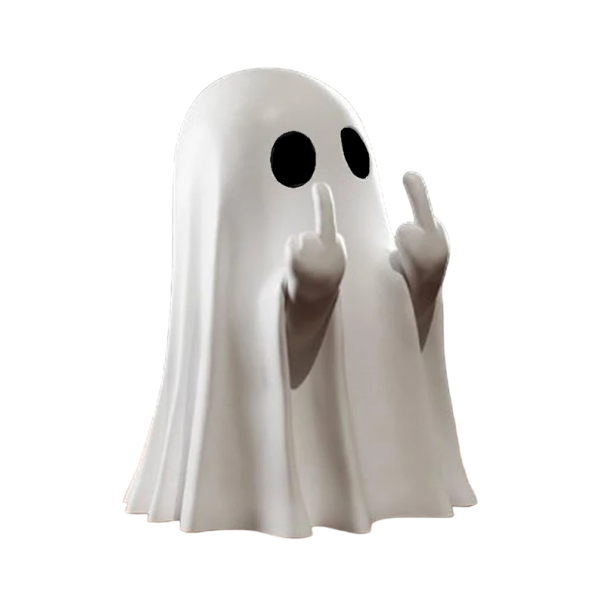 Niedliche Geisterstatue aus Kunstharz, kleiner Geist, der Mittelfinger zeigt, Halloween-Heimdekoration, weißer Geist für Halloween-Party, 8,5 cm 1