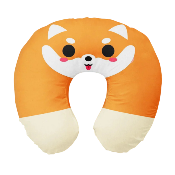 Niedlicher cartoonförmiger aufblasbarer Reise-Nackenkissen in U-Form mit Corgi-Hundemotiv Polyester Baumwolle Bequemes Kissen für Kinder 1