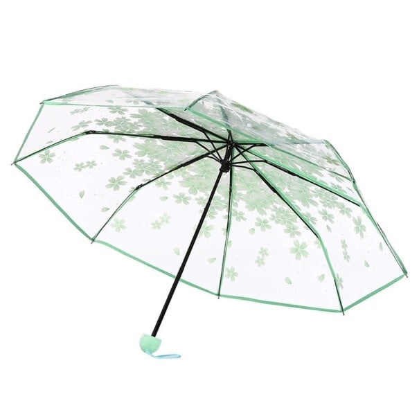 Niedlicher transparenter Regenschirm mit Blumenmuster Durchmesser 93 cm Regenschirm im japanischen Stil mit Blumen Elegantes romantisches grün