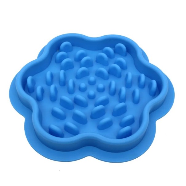 Nielemisen estävä kukkakuppi 23x23x2,5 cm kissoille ja koirille, joilla on sisäisiä ulokkeita. Turvallinen, ergonomisesti muotoiltu ja helppohoitoinen kulho, joka edistää hidasta ruoanottoa. sininen