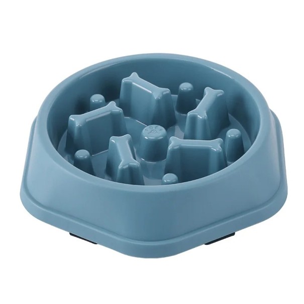 Nielemisen estävä kulho 17x20x4cm kissoille ja koirille, jossa on sisäpuoliset ulkonemat nopean ruokinnan hallitsemiseksi, ruoan nielemisen estämiseksi, ergonominen muotoilu sininen