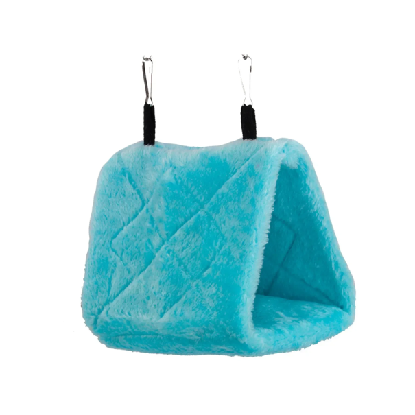 Ninho de flanela suspenso para pássaros 17 x 12 x 13 cm Abrigo quente para gaiola Camas macias para periquitos papagaios canários aves azul