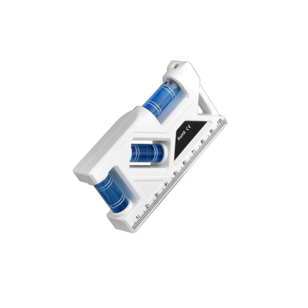 Nivelă 3 în 1 105 x 55 x 20 mm Nivelă precisă pentru lichid cu scală și unghi Plastic ABS 95 g Instrument compact pentru meșteri amatori și meșteșugari alb