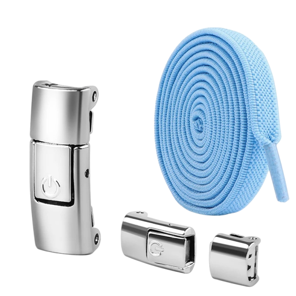 No-Tie-Schnürsenkel mit Schnalle Elastische Schnürsenkel 100 cm Schnelles Anziehen Knotenlose Schuhe Sportlicher Komfort Geeignet für Kinder und Erwachsene hellblau