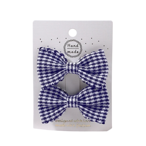 Noeud à carreaux pour cheveux 2 pcs Barrette avec nœud 6,4 x 3,8 cm Accessoire élégant Barrette avec nœud Coiffure stylée Accessoires capillaires mignons bleu foncé