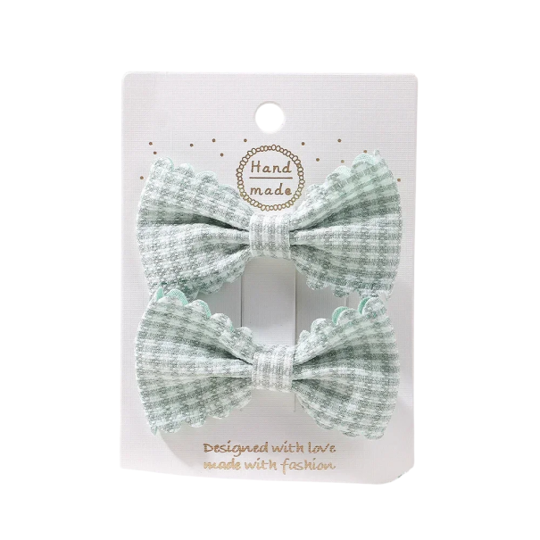 Noeud à carreaux pour cheveux 2 pcs Barrette avec nœud 6,4 x 3,8 cm Accessoire élégant Barrette avec nœud Coiffure stylée Accessoires capillaires mignons vert