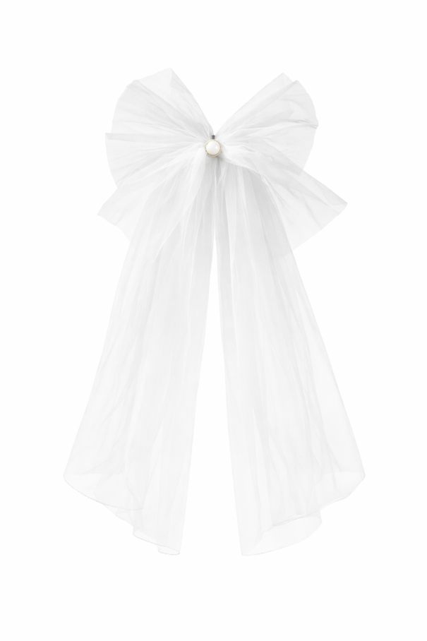 Nœud de mariage avec voile en tulle blanc et perle Accessoire élégant pour mariage et enterrement de vie de jeune fille 1
