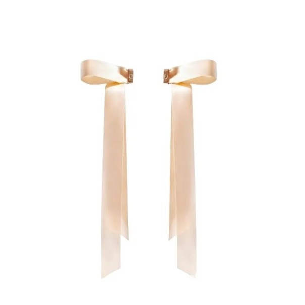 Nœud magnétique pour cheveux 2 en 1 Ruban en polyester Rubans longs Élément capillaire pour femmes et filles beige