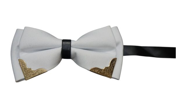 Nœud papillon double pour homme avec bord métallique Accessoire de mode élégant Design luxueux Style formel Matériau de qualité Pour les mariages bals soirées Smoking Costume blanc