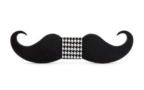Nœud papillon en bois en forme de moustache J647 4