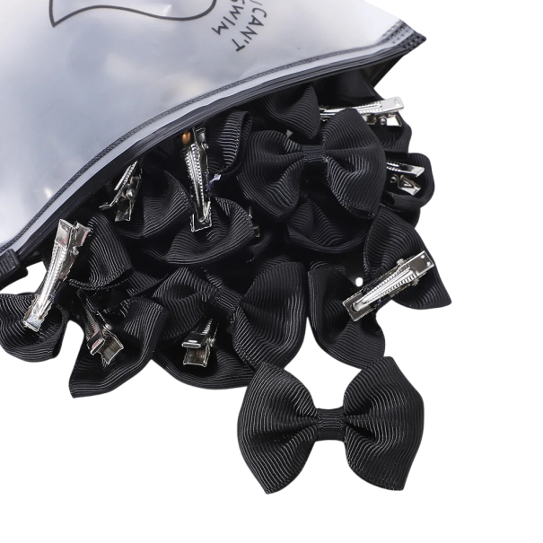 Noeuds pour cheveux 10 pcs Épingles avec nœud Accessoires capillaires élégants Nœuds colorés pour coiffure Épingles stylées pour filles et femmes noir