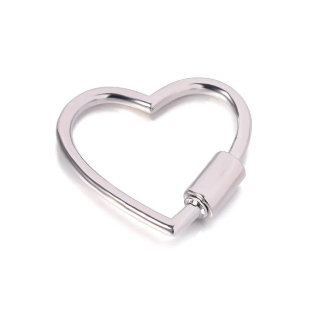 Nøglering 22 x 23 mm Hjerte Metallegeme Metalvedhæng i form af hjerte Elegant tilbehør til nøgler Taske sølv