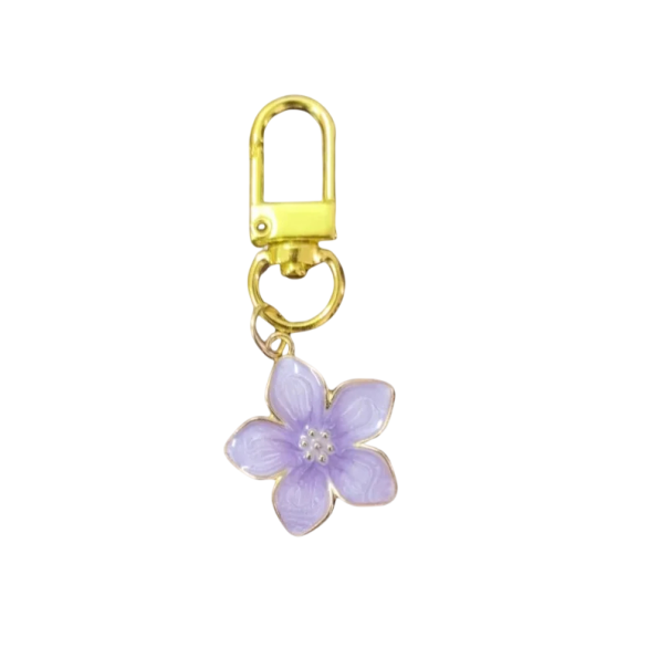 Nøglevedhæng Zinklegering Universel størrelse Blomstermotiv Metal nøgleholder til taske rygsæk Elegant tilbehør Gave til kvinder lilla