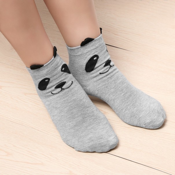 Női 3D zokni pandával J1074 szürke