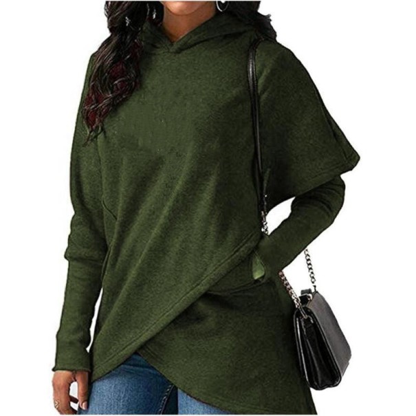 Női aszimmetrikus pulóver katonai zöld 4XL