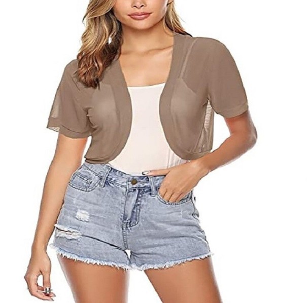 Női áttetsző boleró P2551 bézs XL